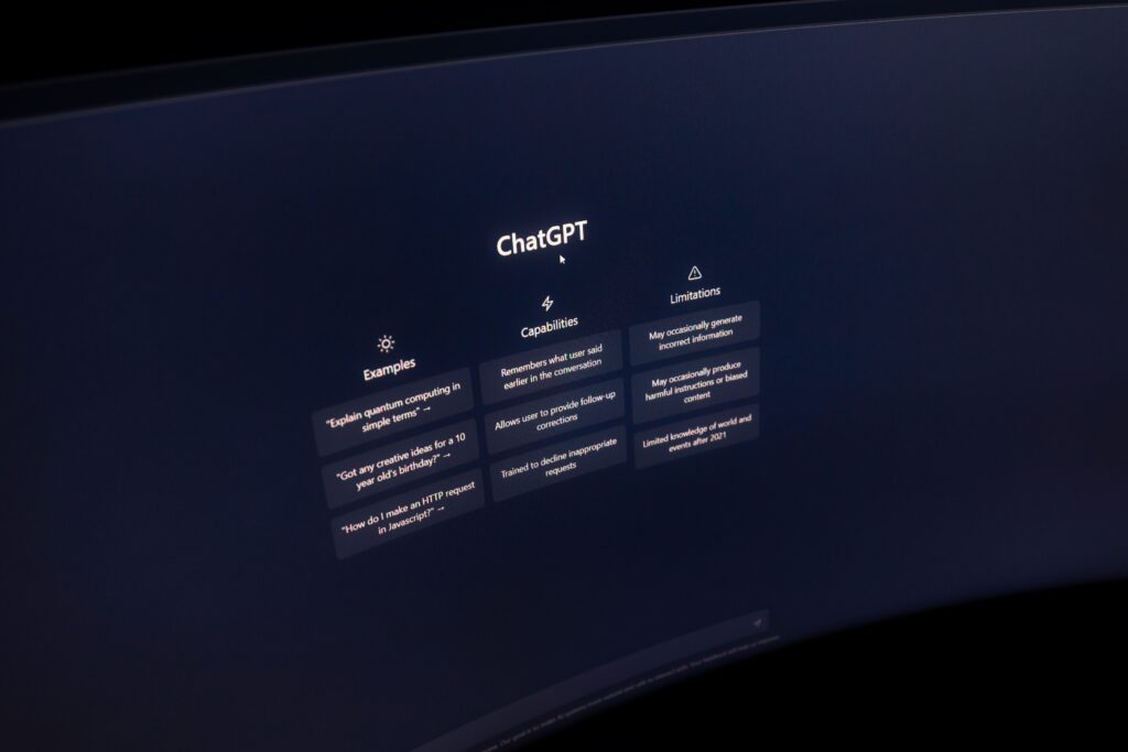 A computer screen with ChatGPT running